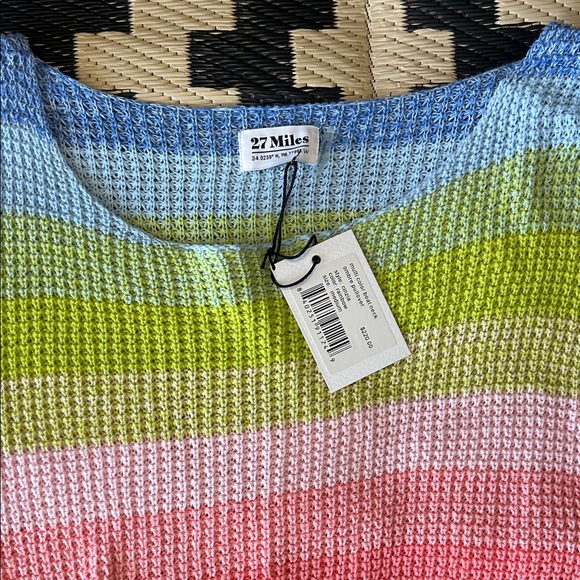 NWT 27 Miles Cinzia Ombré Pullover Rainbow Knit Sweater - Picture 3 of 5